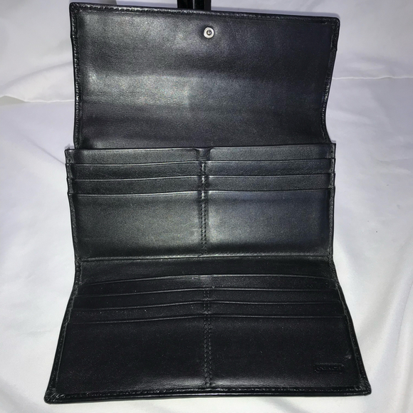 Coach Monogram Pleated Jacquard Gray & Black Canvas and Leather Long Wallet - Picture 8 of 12